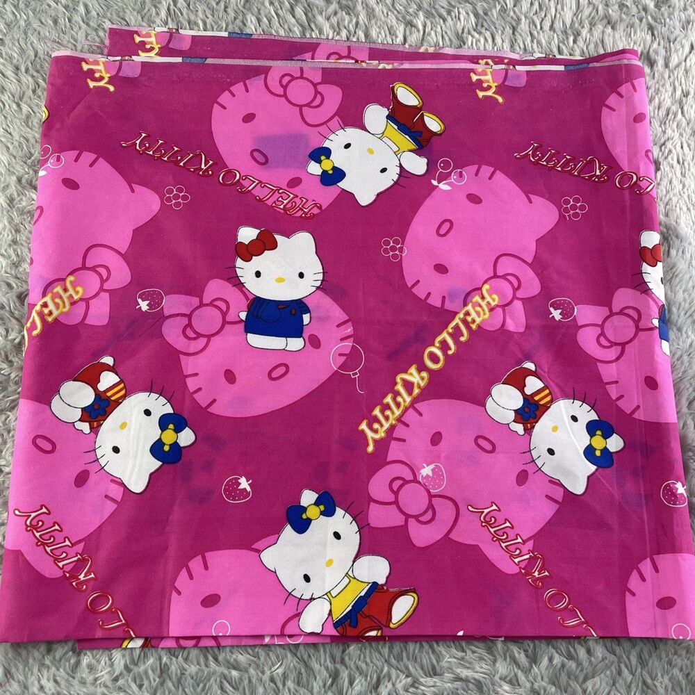 Sanrio Hello Kitty Fabric Pink Fruit Cotton Sewing Project Strawberry Cherry